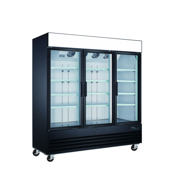 EFI C3-78GDVCX X-LINE 78" Glass 3 Door Black Cooler - Continental Restaurant Equipment