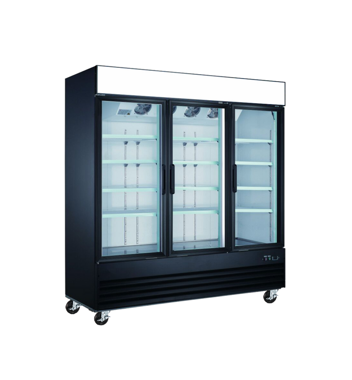 EFI C3-78GDVCX X-LINE 78" Glass 3 Door Black Cooler - Continental Restaurant Equipment