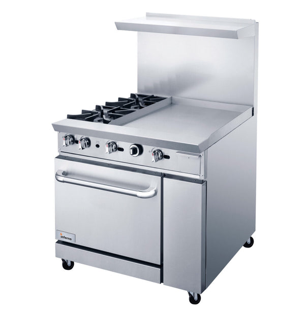 Inferno 36" (2) Open Burner, 24" Griddle Combination  Restaurant Range 