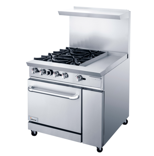 Inferno 36" (4) Open Burner, 12" Griddle Combination  Restaurant Range 