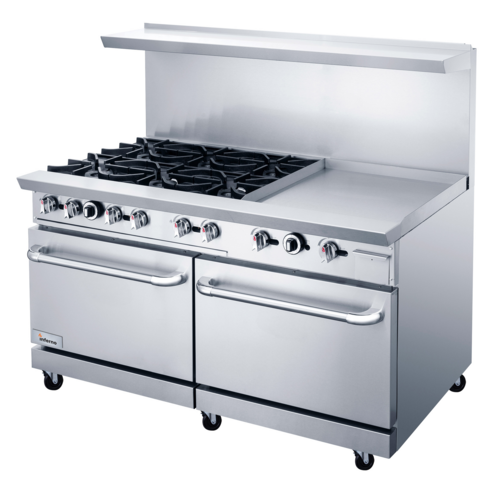 Inferno 60" (6) Open Burner, 24" Griddle Combination  Restaurant Range  - Continental Restaurant Equipment