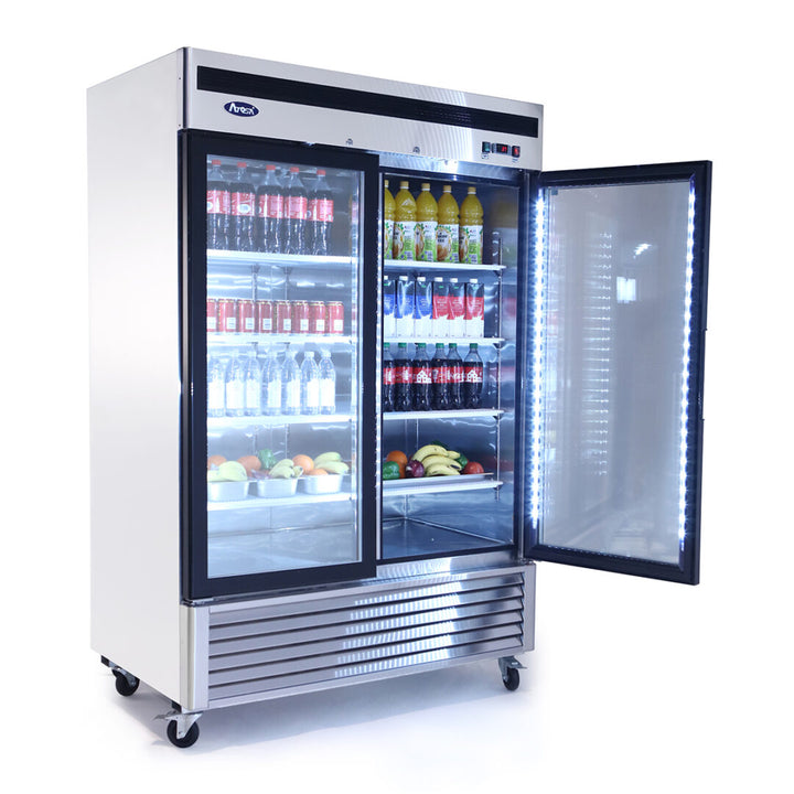 Atosa MCF8707GR - 54" Glass Door Refrigerator - Two Section - Stainless Steel Exterior - Continental Restaurant Equipment