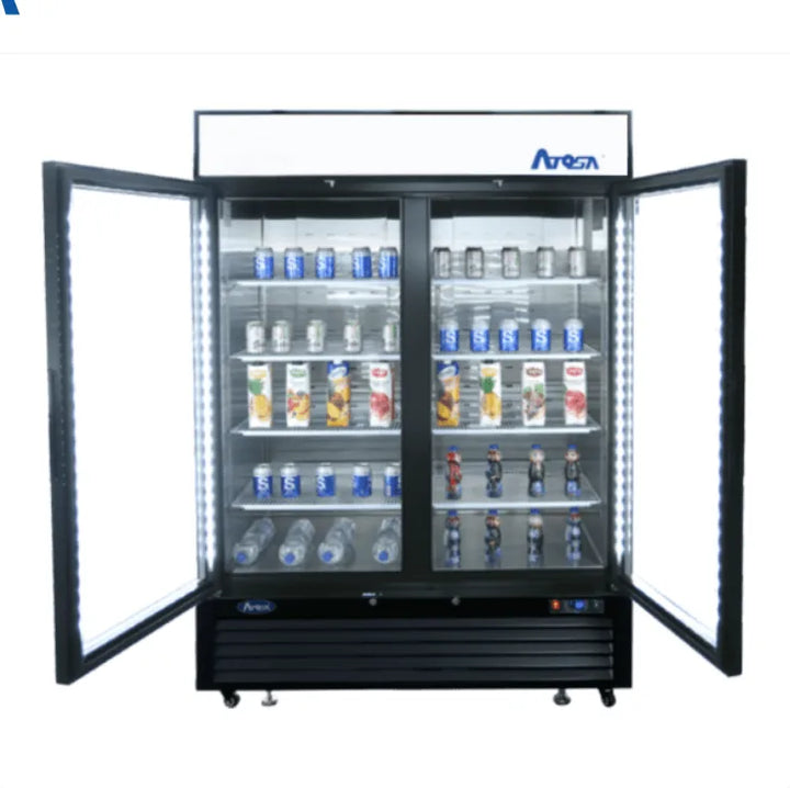 Atosa MCF8723GR - 55" Glass Door Refrigerator - Two Section - Black Exterior - Continental Restaurant Equipment