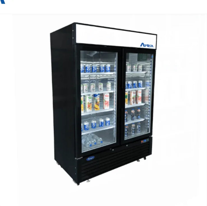 Atosa MCF8723GR - 55" Glass Door Refrigerator - Two Section - Black Exterior - Continental Restaurant Equipment