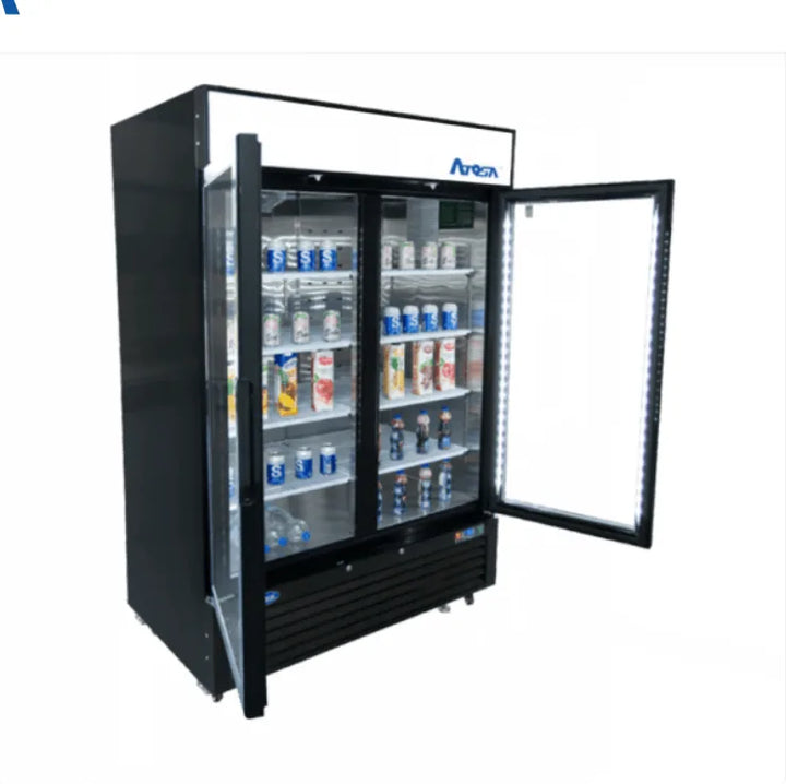 Atosa MCF8723GR - 55" Glass Door Refrigerator - Two Section - Black Exterior - Continental Restaurant Equipment