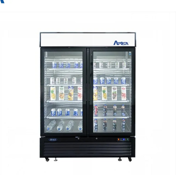 Atosa MCF8723GR - 55" Glass Door Refrigerator - Two Section - Black Exterior - Continental Restaurant Equipment