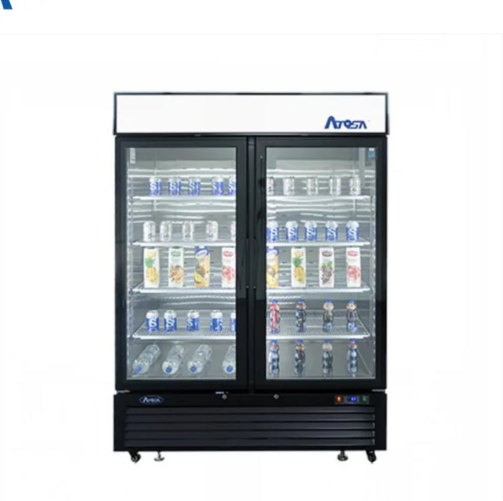 Atosa MCF8723GR - 55" Glass Door Refrigerator - Two Section - Black Exterior - Continental Restaurant Equipment