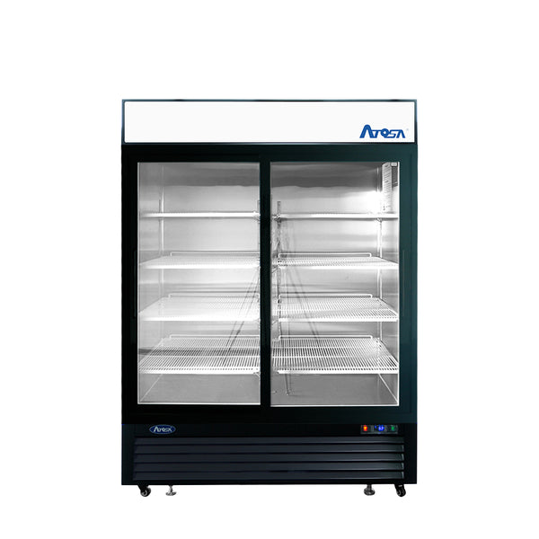 Atosa MCF8727GR — 55 Inch Black Cabinet Two (2) Sliding Glass Door Merchandiser Cooler