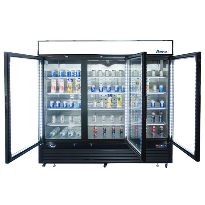 Atosa Glass Door Freezer MCF8728GR - 82" - Three Section - Black Exterior - Continental Restaurant Equipment