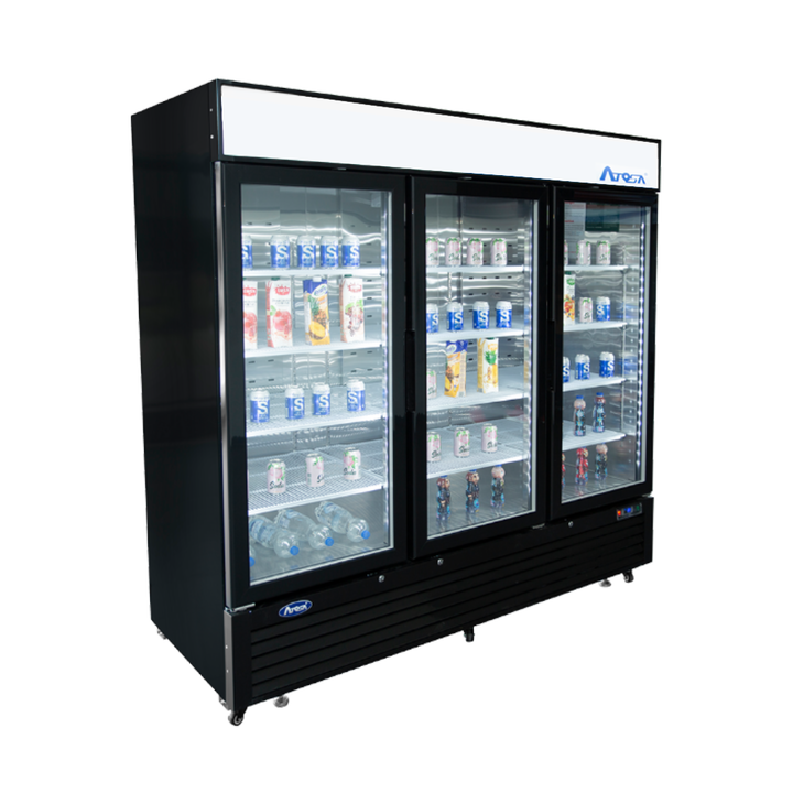 Atosa Glass Door Freezer MCF8728GR - 82" - Three Section - Black Exterior - Continental Restaurant Equipment