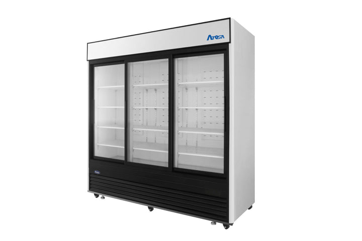 Atosa MCF8729GR — Black Exterior Sliding Glass Door Refrigerator Merchandiser - Continental Restaurant Equipment
