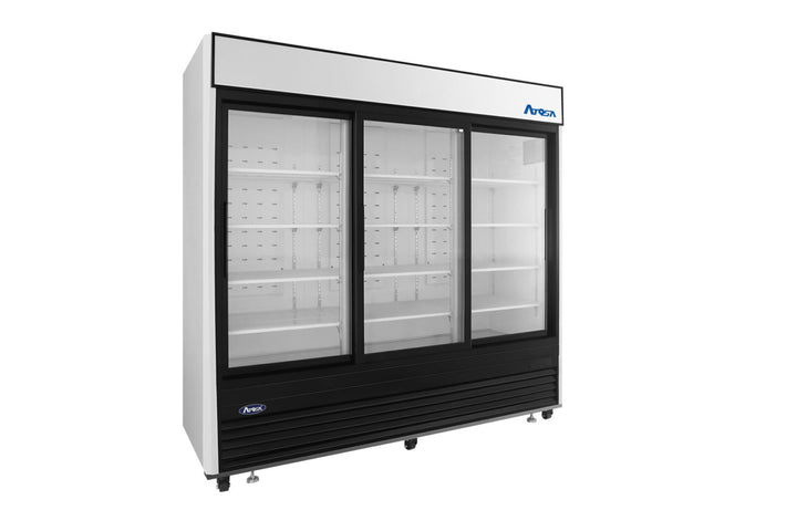 Atosa MCF8729GR — Black Exterior Sliding Glass Door Refrigerator Merchandiser - Continental Restaurant Equipment