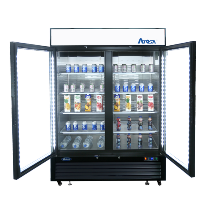 Atosa MCF8733GR - 39 1/2" Glass Door Refrigerator - Two Section - Black Exterior - Continental Restaurant Equipment