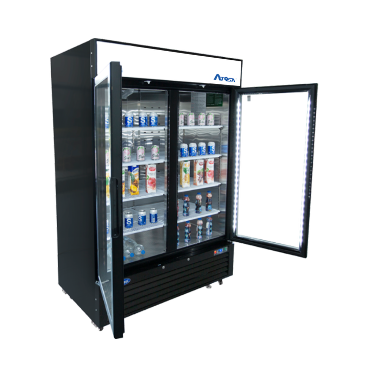 Atosa MCF8733GR - 39 1/2" Glass Door Refrigerator - Two Section - Black Exterior - Continental Restaurant Equipment