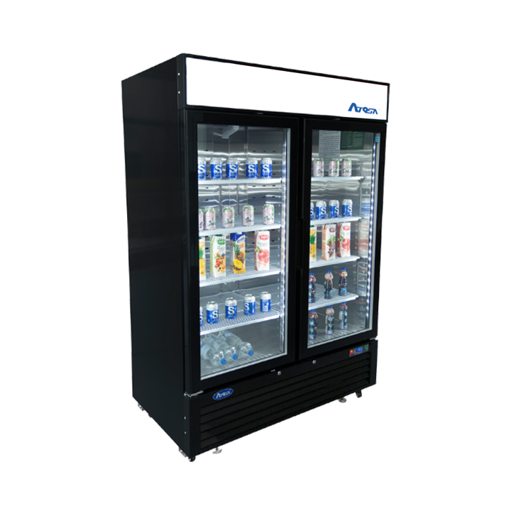 Atosa MCF8733GR - 39 1/2" Glass Door Refrigerator - Two Section - Black Exterior - Continental Restaurant Equipment