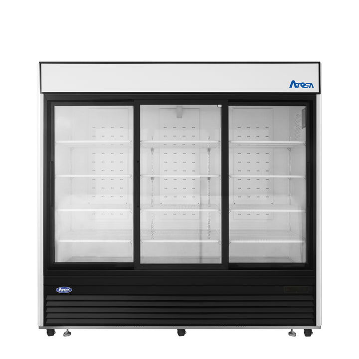 Atosa MCF8729GR — Black Exterior Sliding Glass Door Refrigerator Merchandiser - Continental Restaurant Equipment