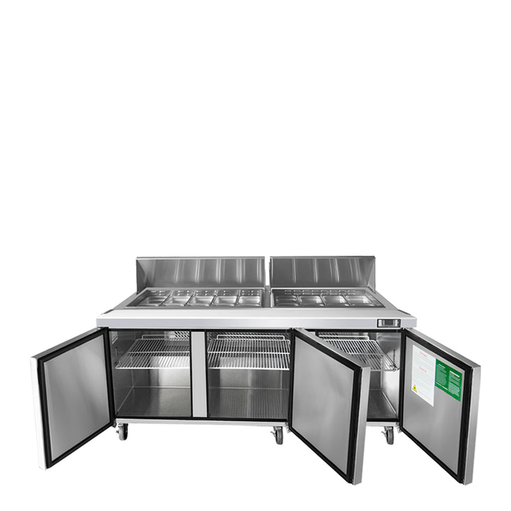 Atosa MSF8304GR - 72" Refrigerated Sandwich / Salad Prep Table - 3 Doors - Continental Restaurant Equipment