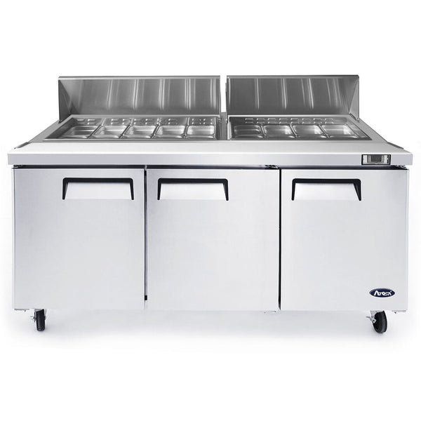 Atosa MSF8304GR - 72" Refrigerated Sandwich / Salad Prep Table - 3 Doors - Continental Restaurant Equipment