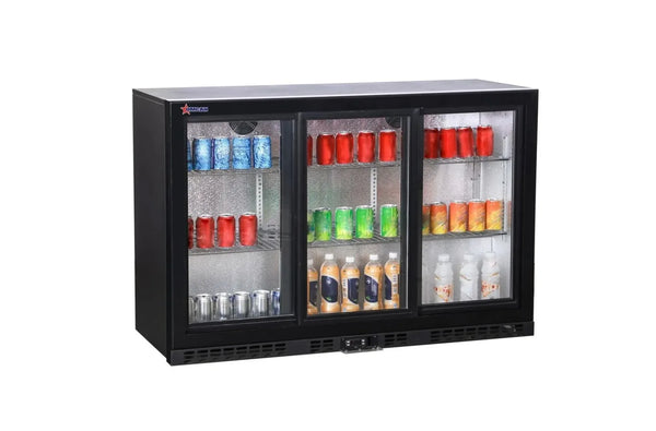 Omcan  BB-CN-350S 54″ Back Bar Beverage Cooler with 3 Sliding Glass Doors and  11.3 cu.ft. (320 Liters) Capacity – 110V, 186W
