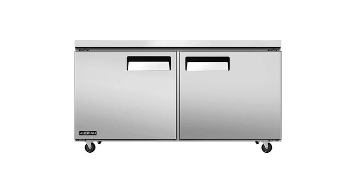 Omcan  FR-TH-1524-HC Juneau 60″ Undercounter Freezer Double Doors Stainless Steel, 8.9cu.ft. / 249 L Capacity, 115 V, 780 W - Continental Restaurant Equipment