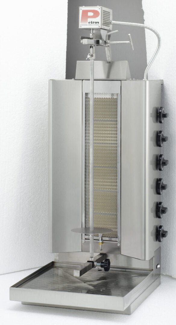 Petros RG-60 Shawarma Machine Vertical Broiler Natural Gas 6 Burner 60,000 BTU'S - Continental Restaurant Equipment