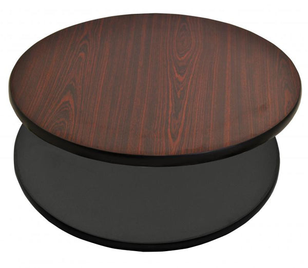 24″ x 1″ mahogany/black round table top item: 43176 - Continental Restaurant Equipment