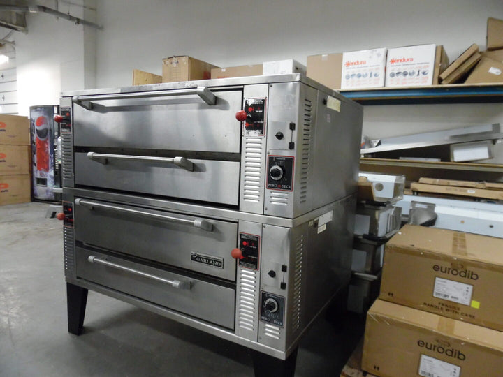 SOLD Used Garland GPD48 Natural Gas 63 Inch Pyro Deck Pizza Oven - 96,000 BTU per Oven - Continental Restaurant Equipment