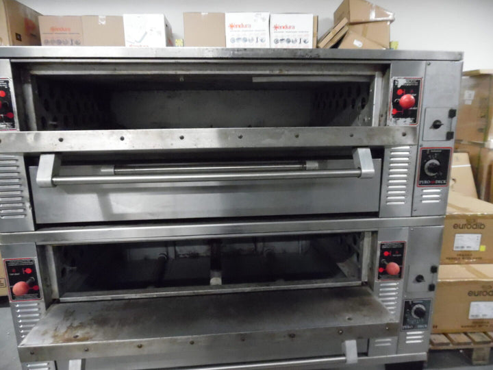 SOLD Used Garland GPD48 Natural Gas 63 Inch Pyro Deck Pizza Oven - 96,000 BTU per Oven - Continental Restaurant Equipment