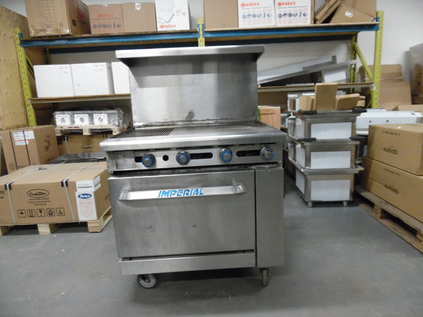 Used Imperial IR-G36 36" Griddle with oven Natural Gas Left side ribbed - Continental Restaurant Equipment