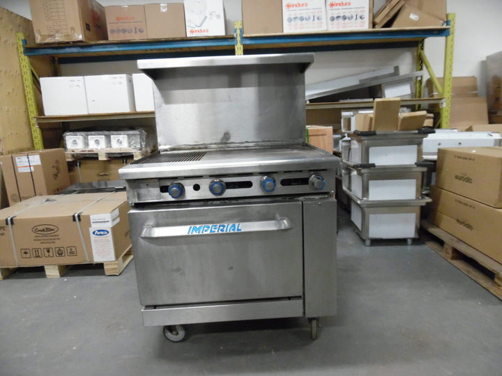 Used Imperial IR-G36 36" Griddle with oven Natural Gas Left side ribbed - Continental Restaurant Equipment