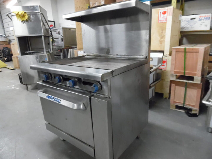 Used Imperial IR-G36 36" Griddle with oven Natural Gas Left side ribbed - Continental Restaurant Equipment