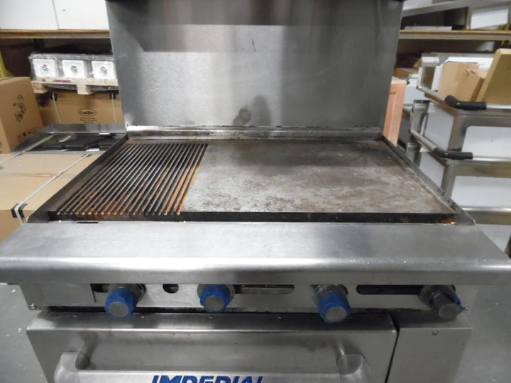 Used Imperial IR-G36 36" Griddle with oven Natural Gas Left side ribbed - Continental Restaurant Equipment