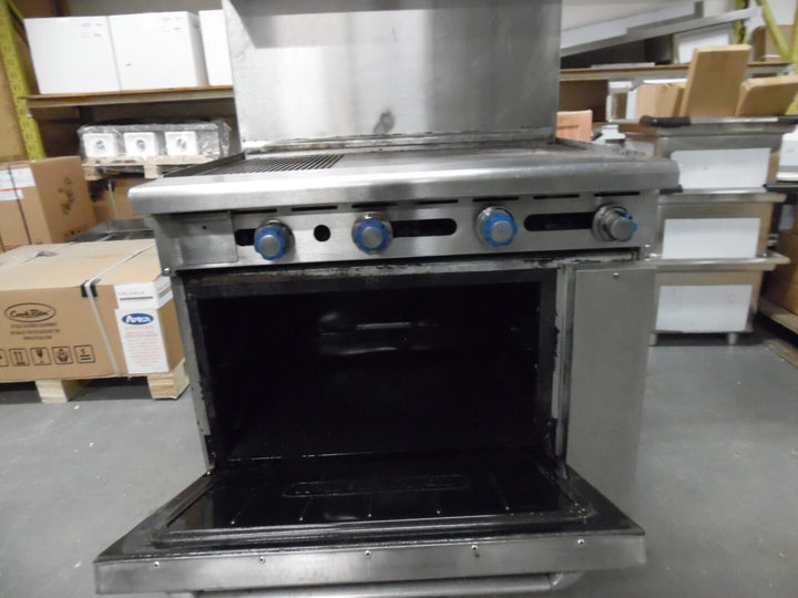 Used Imperial IR-G36 36" Griddle with oven Natural Gas Left side ribbed - Continental Restaurant Equipment