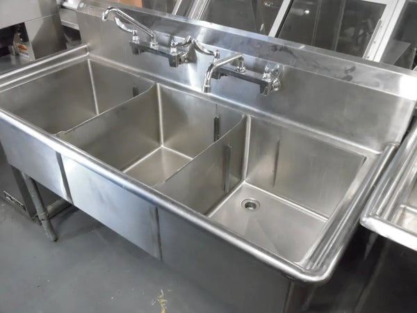 Used Triple sink with 2 Faucets