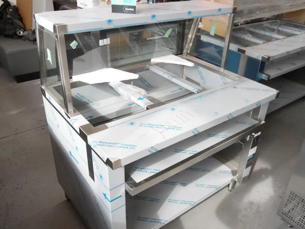 Custom 3 Well Steam Table with Glass Sneeze Guard - Continental Restaurant Equipment
