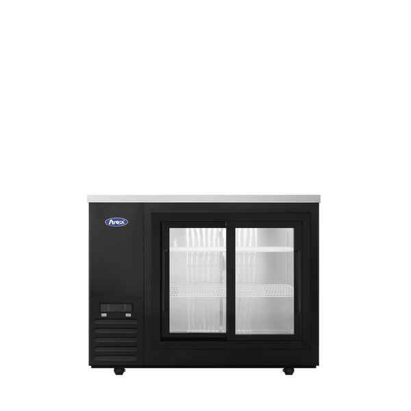 Atosa SBB48SGGRAUS2 48″ Black Shallow Depth Back Bar Cooler with Sliding Glass Doors