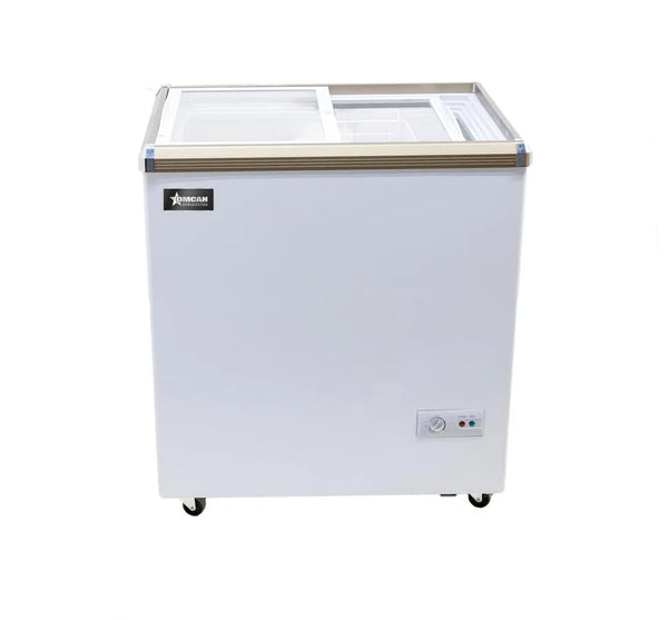 Omcan  FR-CN-0150 29″ Ice Cream Display Chest Freezer with Flat Glass Top, 5.3 cu.ft. Capacity – 110 V - Continental Restaurant Equipment