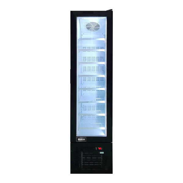 Omcan  FR-CN-0105 17” Slim Glass-Door Black Display Freezer with 3.7 cu.ft. (105L) Capacity, Standard – 110V, 180W