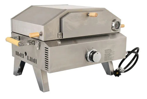 Omcan  CE-CN-0748 Stainless Steel Propane Pizza Oven with Foldable Legs 12,000 BTU - Continental Restaurant Equipment