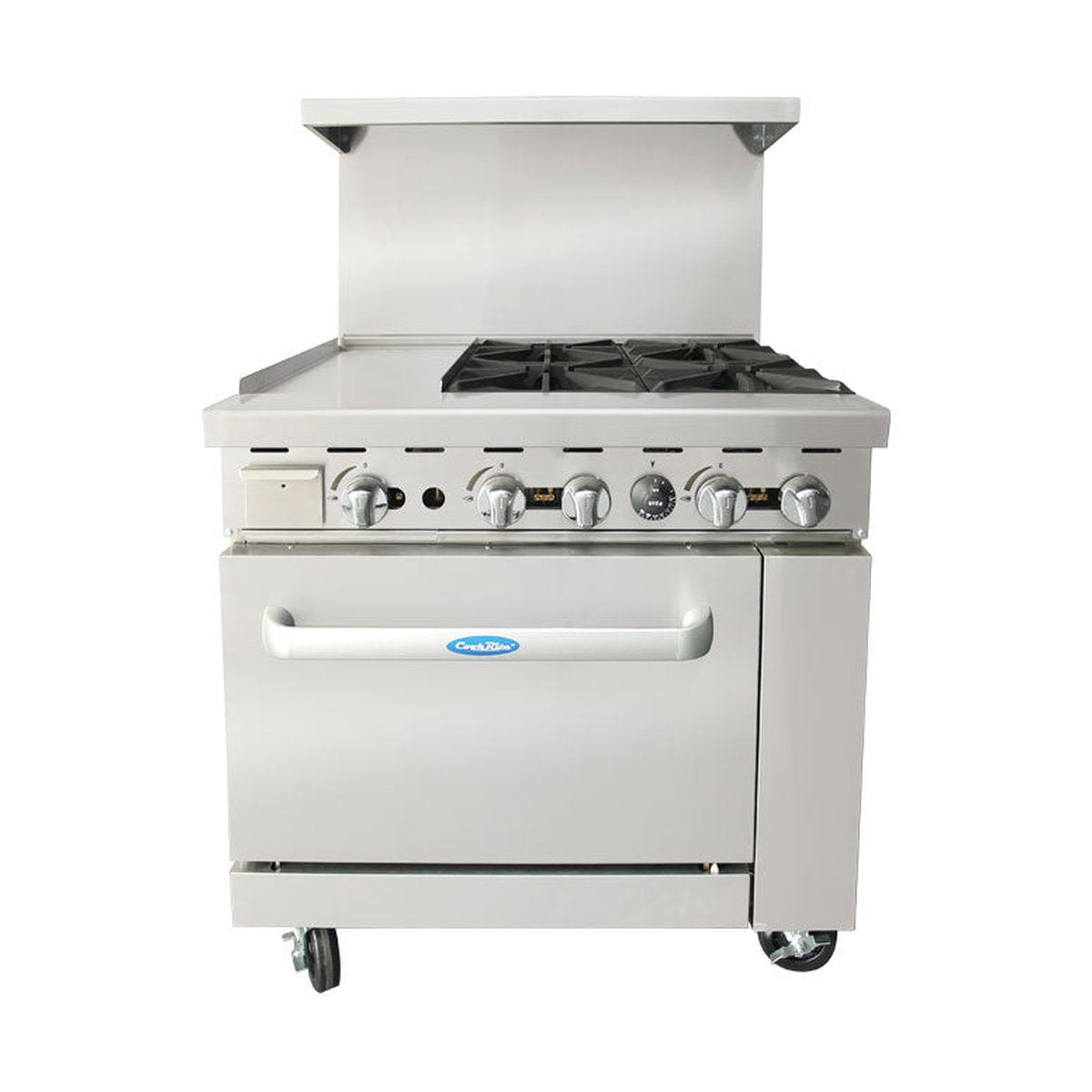 Atosa AGR-4B12GL — 36″ Gas Range with Four (4) Open Burners & 12″ Griddle