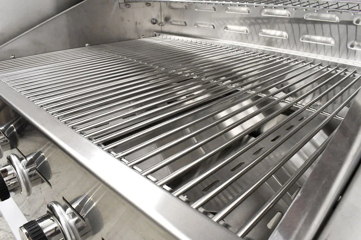 Omcan  CE-CN-0060-S LP Stainless Steel Propane Outdoor BBQ Grill, 8 Burners, 128000BTU, Top And Side Shelf, 2 Roll Domes - Continental Restaurant Equipment