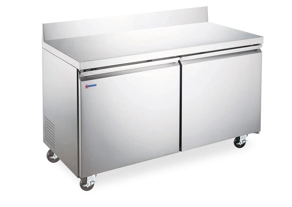 Omcan  RE-CN-0011-BS-HC 47″ Two Door Worktop Refrigerator with Backsplash 11 cu.ft. (320 Liter) Capacity