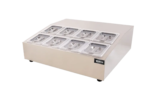 Omcan  RS-CN-0008 28″ Countertop Refrigerated Prep Rail with 8 x GN 1/6 Pans Capacity