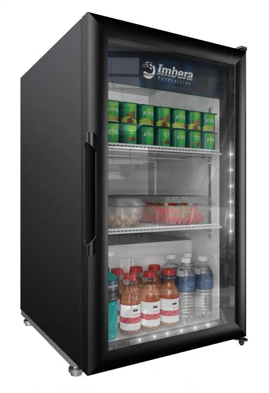 Omcan  VR06 Imbera 21″ One Glass Swing Door Refrigerator with 5 cu.ft. capacity, Black - Continental Restaurant Equipment