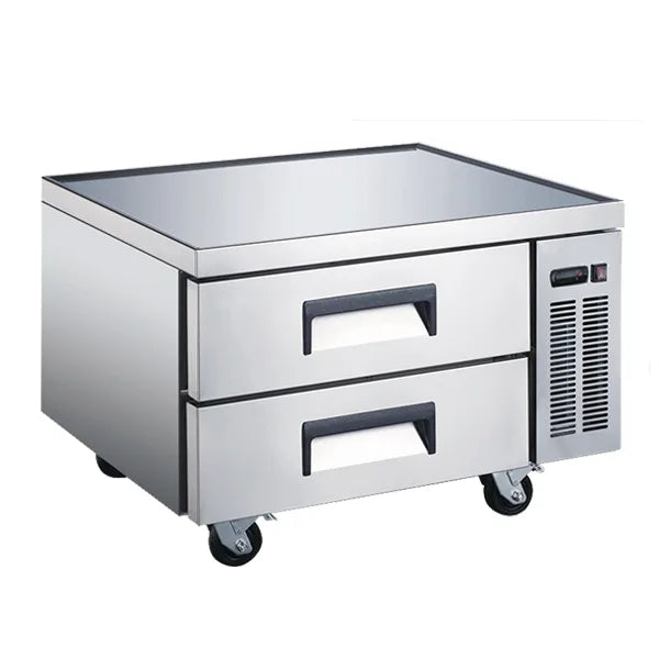 Omcan  RE-CN-0036-C 36″ Stainless Steel Refrigerated Chef Base with 2 Drawers – 161L (6 cu.ft.) Capacity – 110V, 1/6 HP