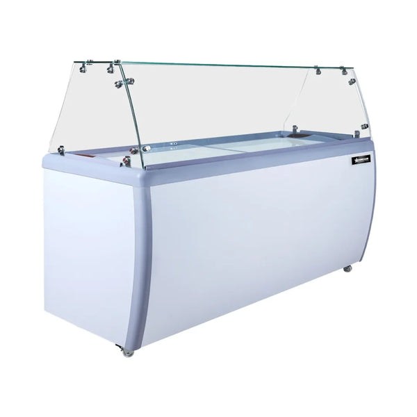Omcan  FR-CN-0560-S 71″ 12+10 Tubs Capacity Ice Cream Dipping Freezer with Flat Sneeze Guard - 110V/60 Hz/1 Ph - Continental Restaurant Equipment