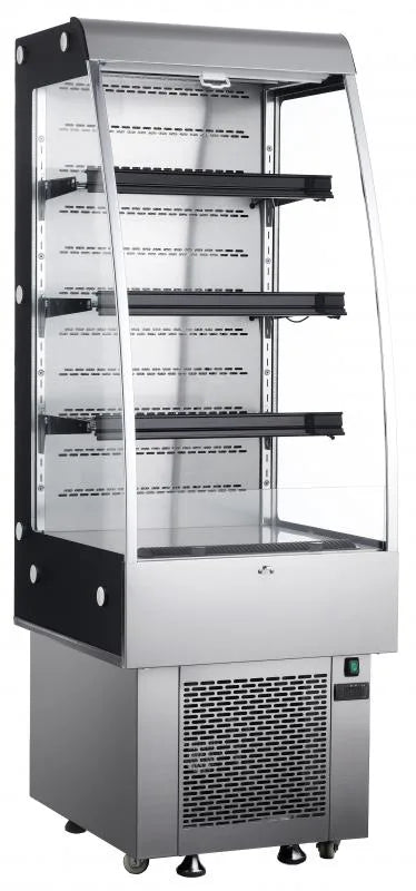 Omcan  RS-CN-0250 24” Grab-and-Go Open Refrigerated Floor Self-Serve Display Case with 9cu.ft. (252L) Capacity, Silver – 110V, 138W - Continental Restaurant Equipment