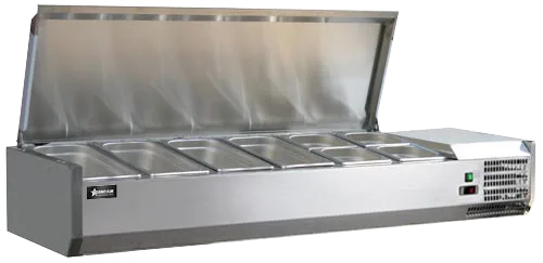 Omcan  RS-CN-0006-PSS 58" Refrigerated Topping Rail with Stainless Steel Cover