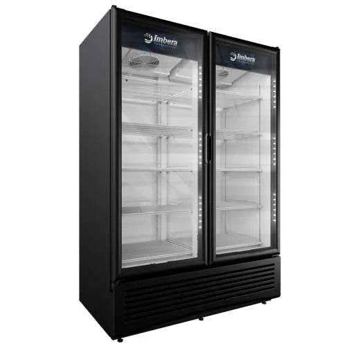 Omcan  VRD43 Imbera 54″ Two Glass Swing Door Refrigerator with 41 cu.ft. capacity, Black - Continental Restaurant Equipment