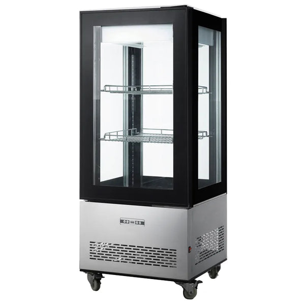 Omcan  RS-CN-0270-L 26″ Refrigerated Display Case with Four-Sided Glass 59″ Tall, 9.53 cu.ft. (270 Liter)